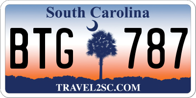 SC license plate BTG787