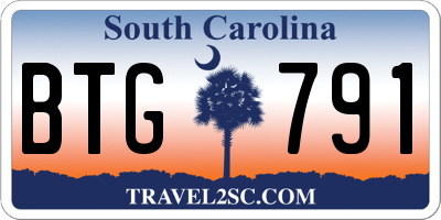 SC license plate BTG791