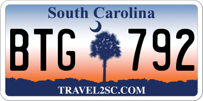 SC license plate BTG792