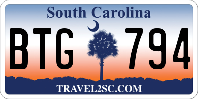 SC license plate BTG794