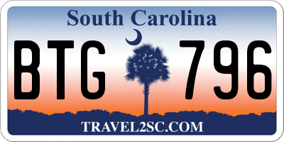SC license plate BTG796