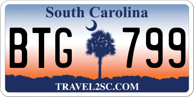 SC license plate BTG799