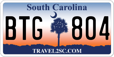 SC license plate BTG804