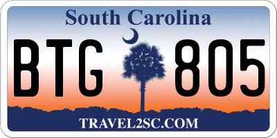SC license plate BTG805