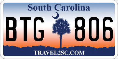 SC license plate BTG806