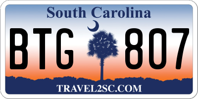 SC license plate BTG807