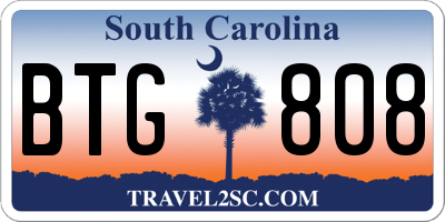 SC license plate BTG808