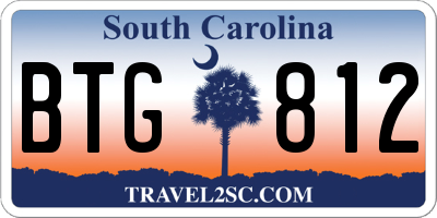 SC license plate BTG812
