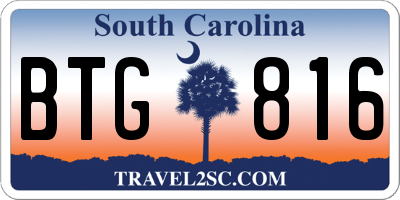 SC license plate BTG816