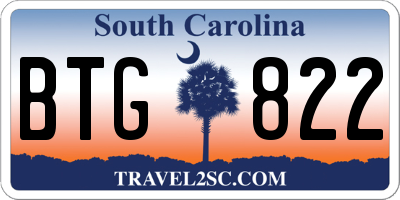 SC license plate BTG822