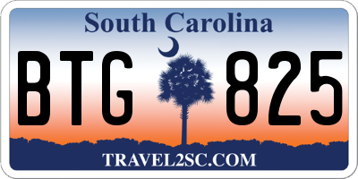 SC license plate BTG825