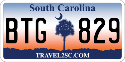 SC license plate BTG829