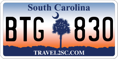 SC license plate BTG830