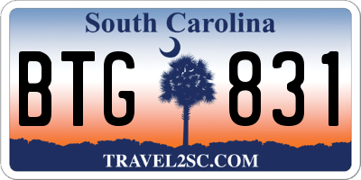 SC license plate BTG831