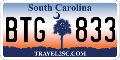 SC license plate BTG833