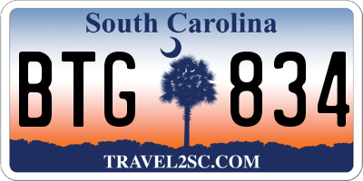 SC license plate BTG834