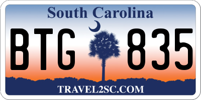 SC license plate BTG835
