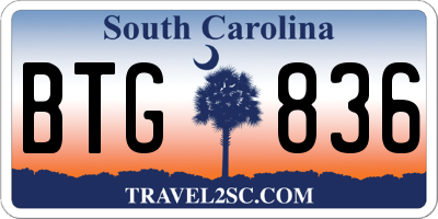 SC license plate BTG836