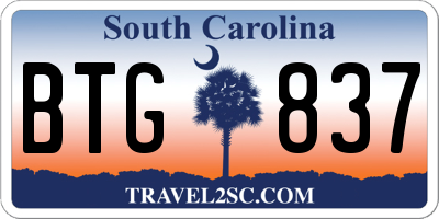 SC license plate BTG837