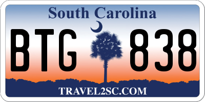 SC license plate BTG838