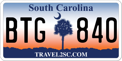 SC license plate BTG840