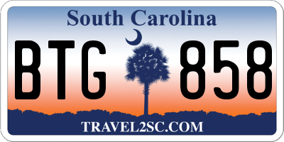 SC license plate BTG858