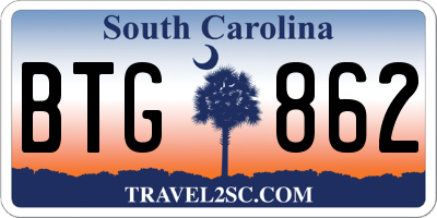 SC license plate BTG862