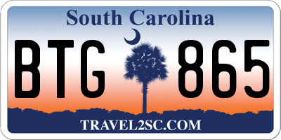 SC license plate BTG865