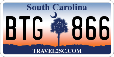 SC license plate BTG866