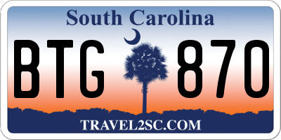 SC license plate BTG870