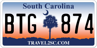 SC license plate BTG874