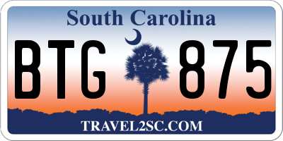 SC license plate BTG875