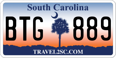SC license plate BTG889