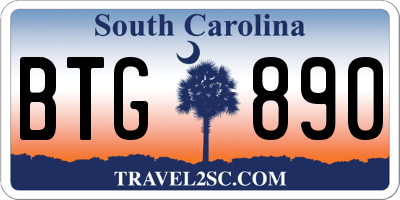 SC license plate BTG890