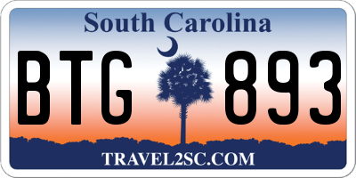 SC license plate BTG893