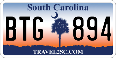 SC license plate BTG894