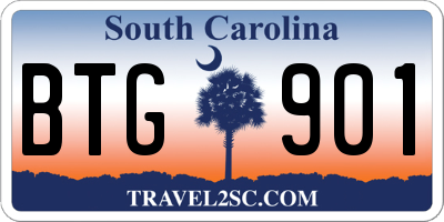 SC license plate BTG901