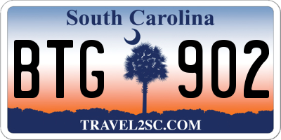 SC license plate BTG902
