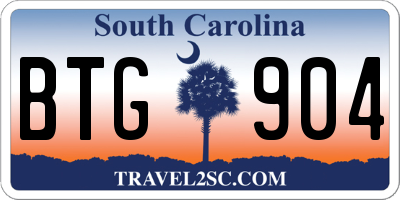 SC license plate BTG904