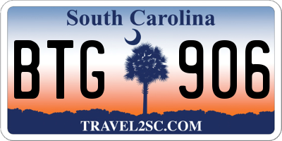 SC license plate BTG906