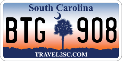SC license plate BTG908