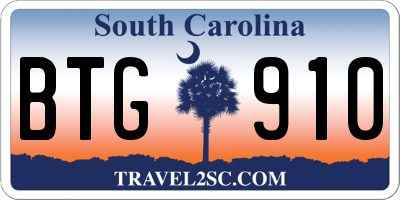 SC license plate BTG910