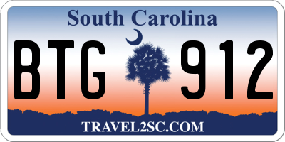 SC license plate BTG912