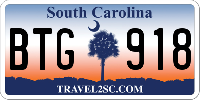 SC license plate BTG918