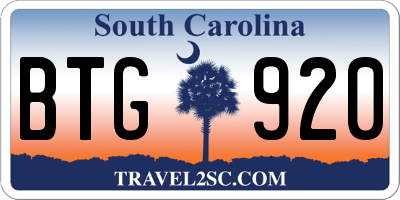 SC license plate BTG920