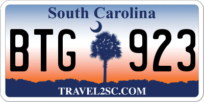 SC license plate BTG923