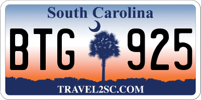 SC license plate BTG925