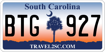 SC license plate BTG927