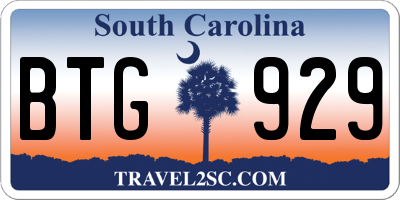 SC license plate BTG929