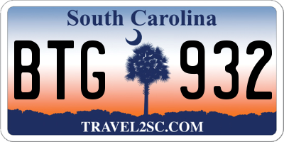 SC license plate BTG932